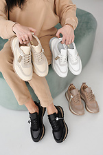 Women's spring-autumn milky leather sneakers  2505482 photo №10