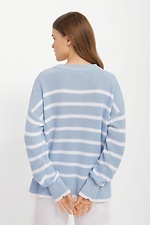 Knitted blue jumper with white stripes  4038482 photo №3