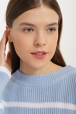 Knitted blue jumper with white stripes  4038482 photo №4