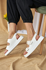 White Leather Buckle Platform Sandals  8019482 photo №4