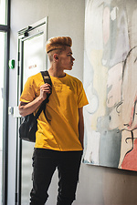 Хлопковая футболка желтого цвета с рукавами реглан Custom Wear 8025482 фото №2