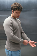 Warmer Herren-Strickpullover, beiger Winterpullover Teamv 8034482 Foto №4