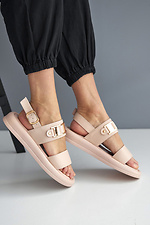 Pink leather summer platform sandals  8019483 photo №2