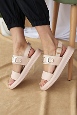 Pink leather summer platform sandals  8019483 photo №3