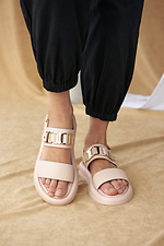 Pink leather summer platform sandals  8019483 photo №7