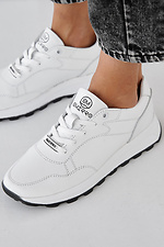 Женские кожаные кроссовки весенне-осенние белого цвета 2505484 фото №9