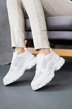 Perforated summer white leather sneakers  8018484 photo №1