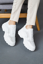 Perforated summer white leather sneakers  8018484 photo №2