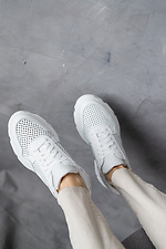 Perforated summer white leather sneakers  8018484 photo №5