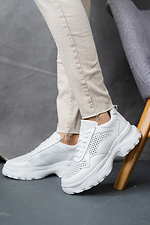 Perforated summer white leather sneakers  8018484 photo №6
