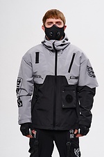 Windbreaker with "Darknet" prints, gray and black TUR WEAR 8037484 photo №9