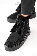Black suede winter women's boots  2505485 photo №6