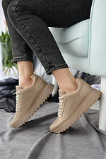Perforated beige summer leather sneakers  8019485 photo №6