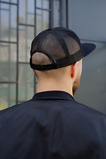 Black snapback cap with visor and mesh Without 8048486 photo №4