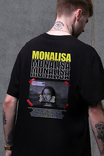 Men's Oversized T-Shirt with Monalisa Print Black Without 8049486 photo №2