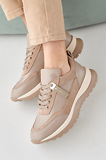 Women's spring-autumn beige leather sneakers  2505487 photo №1