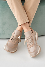 Women's spring-autumn beige leather sneakers  2505487 photo №3