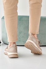 Women's spring-autumn beige leather sneakers  2505487 photo №6