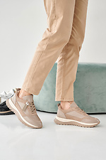 Women's spring-autumn beige leather sneakers  2505487 photo №8