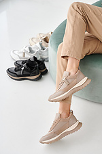 Women's spring-autumn beige leather sneakers  2505487 photo №9