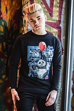 Black cotton sweatshirt with panda and hieroglyphs Custom Wear 8025487 photo №5