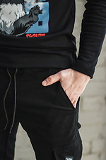 Black cotton sweatshirt with panda and hieroglyphs Custom Wear 8025487 photo №7