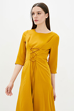 Women's midi dress from a mustard color suit with a corset Garne 3039488 photo №2