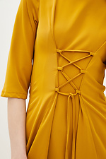 Жіноча сукня міді CHOLE з костюмки гірчичного кольору з корсетом Garne 3039488 фото №5