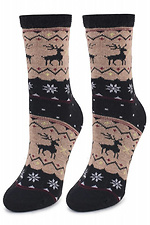 White angora high socks with deer and Scandinavian pattern Marilyn 4023488 photo №1