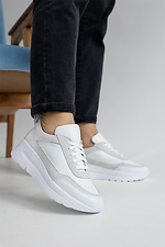 White beige leather sneakers with suede overlays  8019488 photo №1