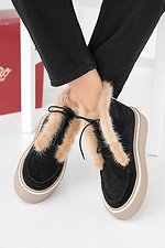 Black-beige winter suede women's boots  2505489 photo №2