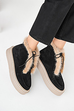 Black-beige winter suede women's boots 2505489 photo №3