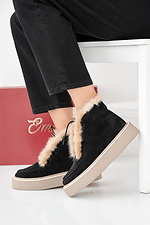 Black-beige winter suede women's boots 2505489 photo №4