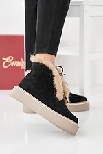 Black-beige winter suede women's boots  2505489 photo №5