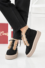 Black-beige winter suede women's boots  2505489 photo №6
