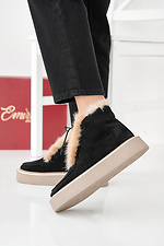 Black-beige winter suede women's boots  2505489 photo №7