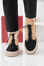 Black-beige winter suede women's boots 2505489 photo №8
