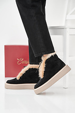 Black-beige winter suede women's boots  2505489 photo №10