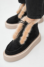 Black-beige winter suede women's boots  2505489 photo №11
