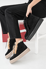 Black-beige winter suede women's boots  2505489 photo №12