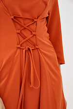 Женское платье миди из костюмки кирпичного цвета с корсетом Garne 3039489 фото №4