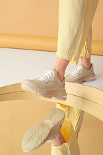 Beige Leather Chunky Platform Sneakers  4205489 photo №1