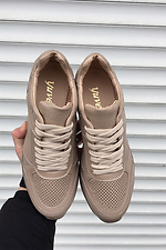 Perforated beige summer leather sneakers  8019489 photo №3