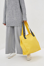 Большая желтая сумка шоппер с длинными широкими ручками Garne 3500490 фото №1