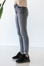 Hohe graue Jeans American Stretch verkürzte Länge Frühling  4014490 Foto №2