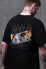 Men's Oversized T-shirt with Fire Print Black Without 8049490 photo №2