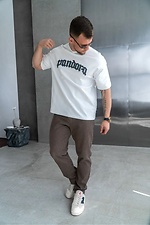 Weißes Oversize-T-Shirt für Herren mit PANDORA-Print. Teamv 8034493 Foto №2
