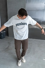 Weißes Oversize-T-Shirt für Herren mit PANDORA-Print. Teamv 8034493 Foto №6