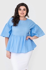Блакитна батистова блуза DJENN на літо з пишними рукавами Garne 3040494 фото №1