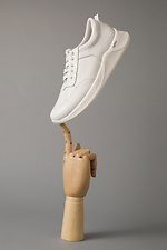 Лаконічні білі кросівки з натуральної шкіри  4205494 фото №5